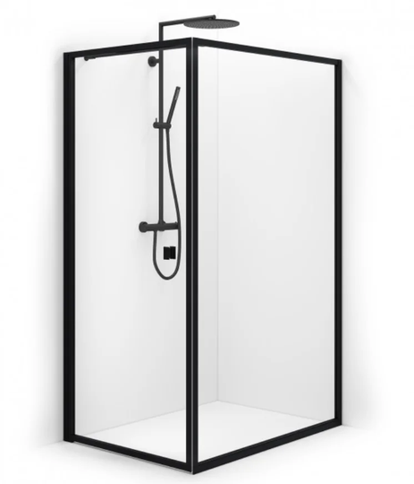 Macro Duschhörn Empire Swing - Klarglas Svart matt 125x80