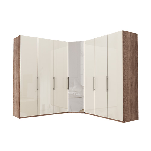 Garderob Atlanta - Mörk rustik ek 236 cm, 150 + hörn + 150