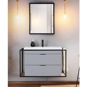 Badrumsmöbler Manhattan 100 cm - Tvättställ med spegel
