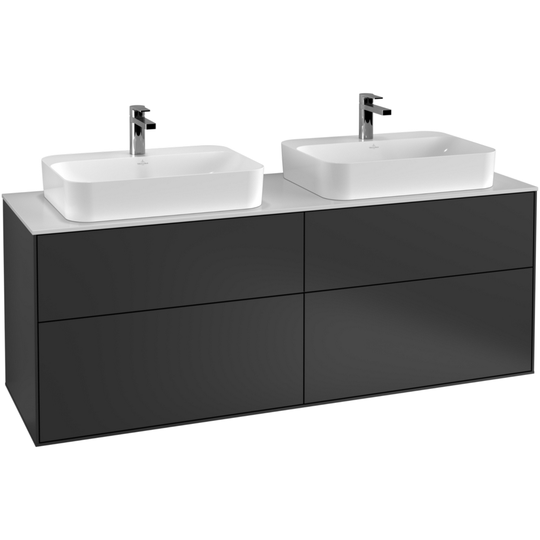 Tvättställsskåp Villeroy & Boch Finion med 4 Lådor och Bänkskiva för Två Ytmonterade Tvättställ