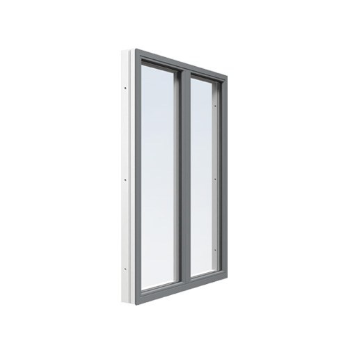 Energi Aluminium Fast fönster med mittpost 10, 7, Askgrå