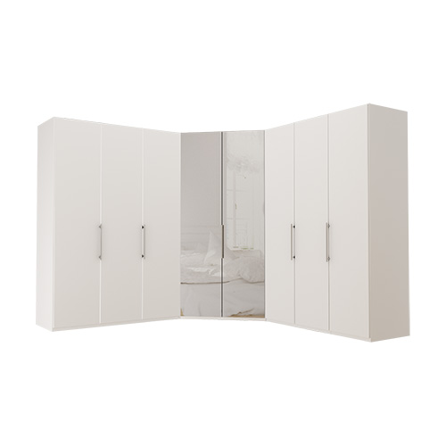 Garderob Atlanta - Vit 216 cm, Vit, 150 + walk-in + 150
