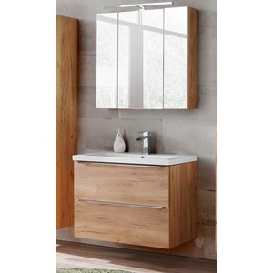 Badrumsmöbler Capri 80 cm - oak - Tvättställ med spegel