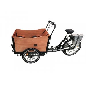 Eldriven Lådcykel med brun låda - 12,8 Ah