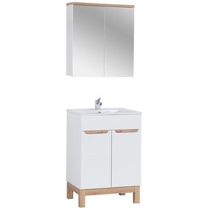 Badrumsmöbler Bali 60 cm - vit - Tvättställ med spegel