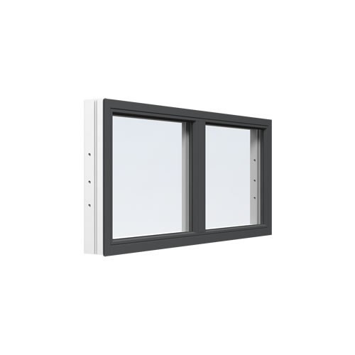 Energi Aluminium Fast fönster med mittpost 16, 14, Antracitgrå