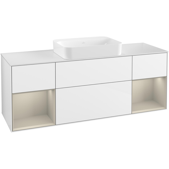 Tvättställsskåp Villeroy & Boch Finion med Två Hyllor och Bänkskiva för Fristående Tvättställ
