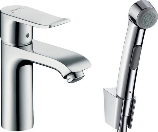 Hansgrohe Tvättställsblandare Metris Med Bidettehanddusch - Krom