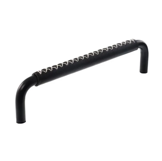 Linfalk Handtag svart/svart läder korsstygn, utan fot 7353-128-2525LX