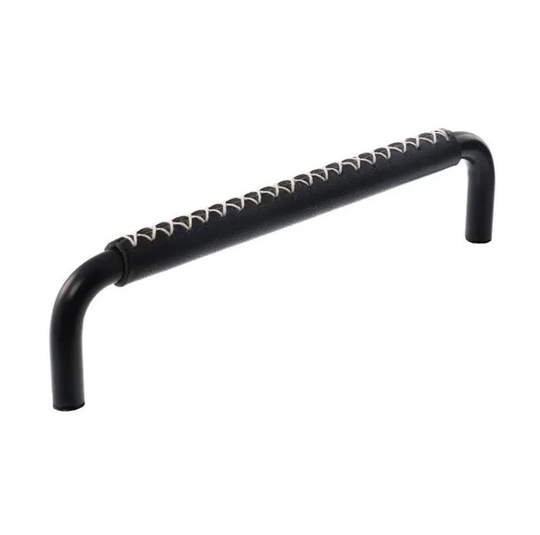 Linfalk Handtag svart/svart läder korsstygn, utan fot 7353-96-2525LX