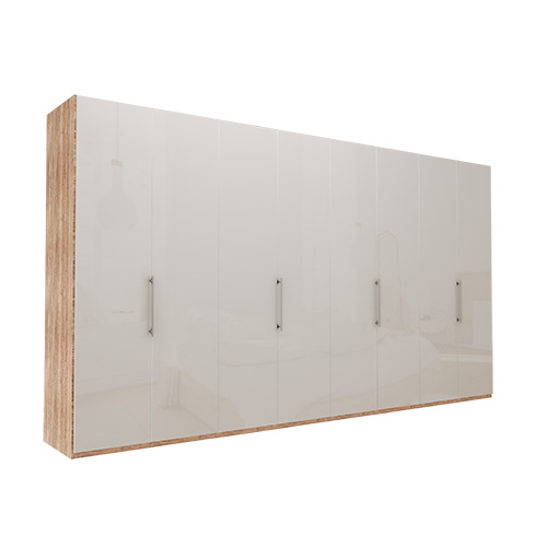 Garderob Atlanta - Ljus rustik ek 236 cm, 400 cm, Utan kornisch / ram