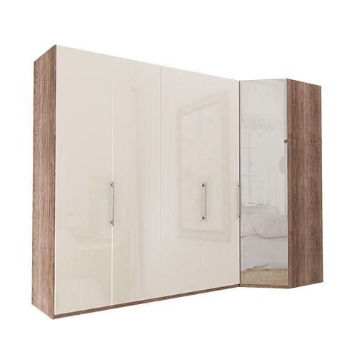 Garderob Atlanta - Mörk rustik ek 216 cm, 200 cm, Hörn