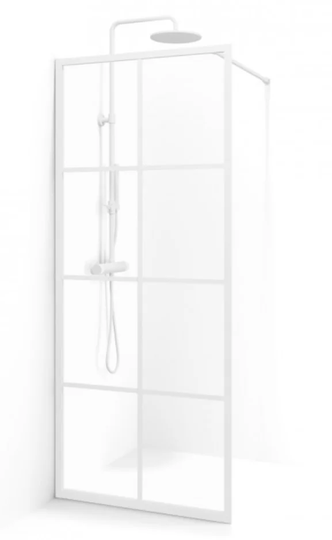 Macro Skärmvägg Empire Fast - Klarglas med spröjs Vit 125 cm
