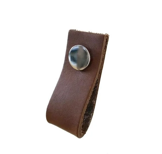 Linfalk Loop läder Längd 65mm brun-blank krom 0155L-3209
