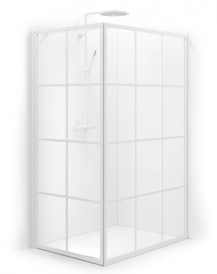 Macro Duschhörn Empire Swing - Klarglas med spröjs Vit 125x90