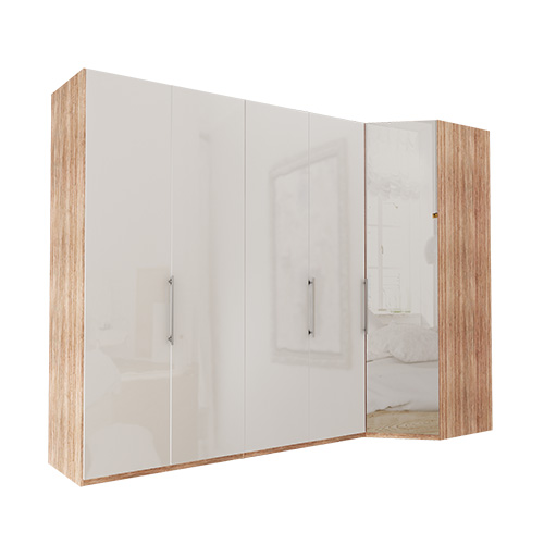 Garderob Atlanta - Ljus rustik ek 216 cm, 200 cm, Hörn
