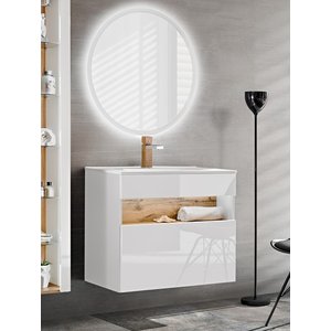 Badrumsmöbler Bahama 80 cm - vit - Tvättställ med spegel