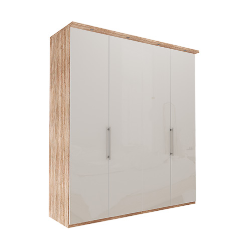 Garderob Atlanta - Ljus rustik ek 216 cm, 200 cm, Med kornisch