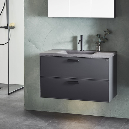 Kommod med tvättställ Noro Vogue Antracit 900 mm, Gjuten betong