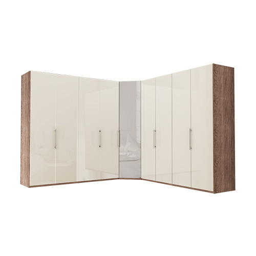 Garderob Atlanta - Mörk rustik ek 216 cm, 200 + hörn + 200