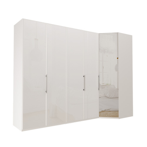 Garderob Atlanta - Vit 216 cm, 200 cm, Vitt glas