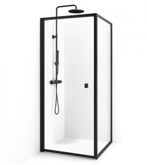 Macro Duschhörn Empire Swing - Klarglas Svart matt 90x90