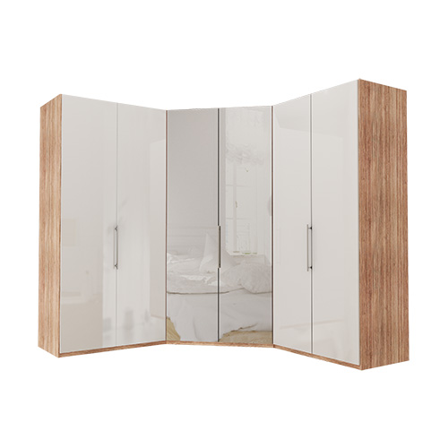 Garderob Atlanta - Ljus rustik ek 236 cm, 100 + walk-in + 100
