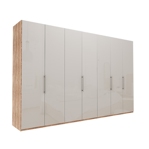 Garderob Atlanta - Ljus rustik ek 236 cm, 350 cm, Utan kornisch / ram