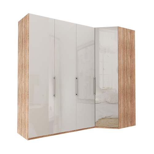Garderob Atlanta - Ljus rustik ek 216 cm, 150 cm, Hörn