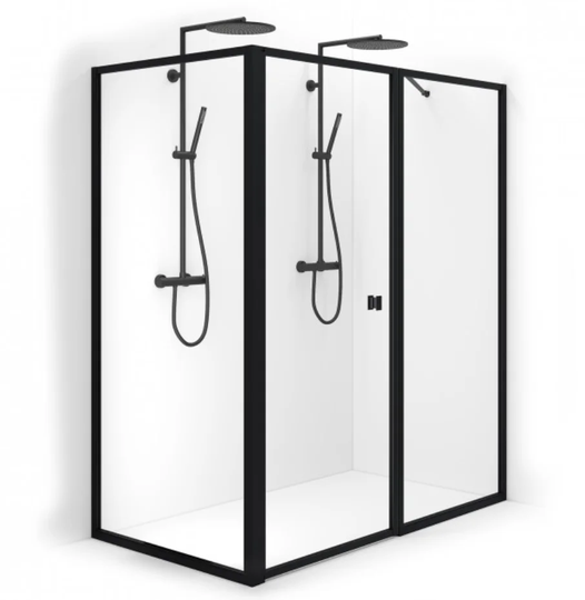 Macro Duschhörn Empire L 76 - Klarglas Svart matt 76x75+98